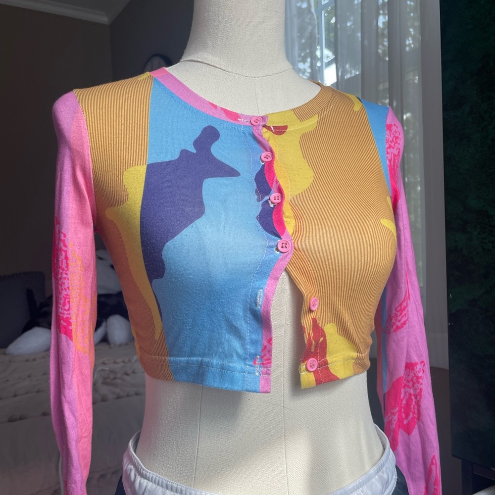 Colorful long sleeve crop top